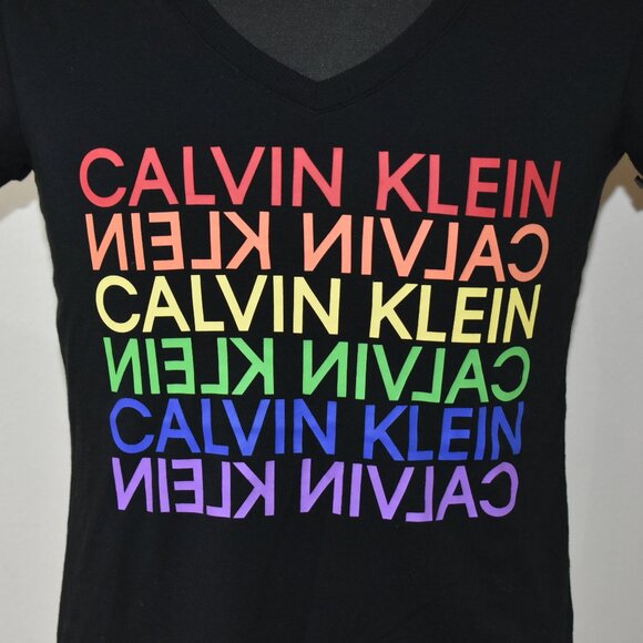 Calvin Klein Performance Stretch Womens LGBTQ Pride Logo T-shirt Small / Medium - Picture 2 of 10